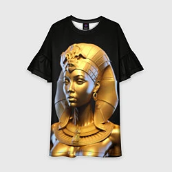 Платье клеш для девочки Нейросеть - золотая египетская богиня, цвет: 3D-принт