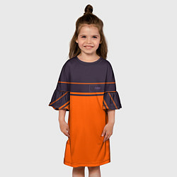 Платье клеш для девочки FIRM темно-оранжевый, цвет: 3D-принт — фото 2