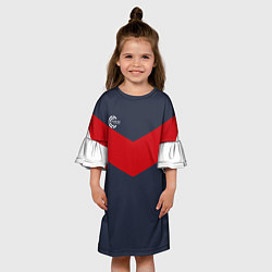 Платье клеш для девочки FIRM темно-синий с красной полосой, цвет: 3D-принт — фото 2