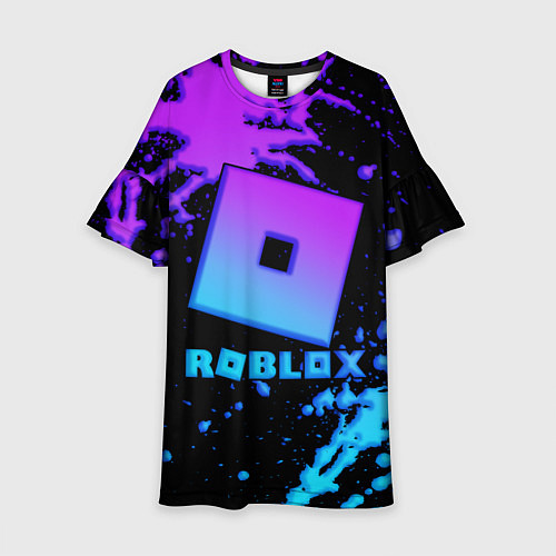 Детское платье Roblox logo neon gradient / 3D-принт – фото 1