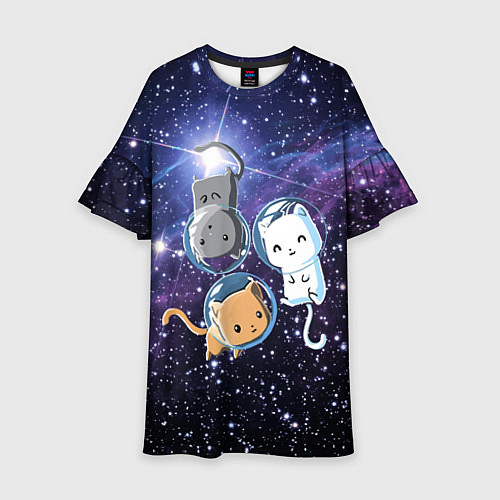 Детское платье Три котика в открытом космосе / 3D-принт – фото 1
