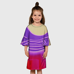 Платье клеш для девочки Волнообразные листы разных цветов, цвет: 3D-принт — фото 2