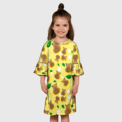 Платье клеш для девочки Капибара паттерн, цвет: 3D-принт — фото 2