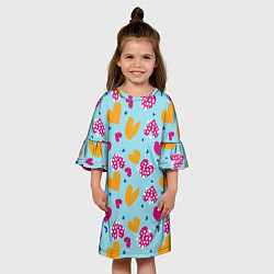 Платье клеш для девочки Сердце в горошек, цвет: 3D-принт — фото 2