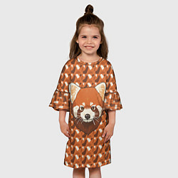 Платье клеш для девочки Милая красная панда, цвет: 3D-принт — фото 2
