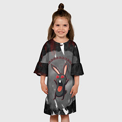 Платье клеш для девочки Черный кролик вопит как сумасшедший, цвет: 3D-принт — фото 2