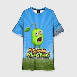 Платье клеш для девочки My Singin Monsters - Зерномех, цвет: 3D-принт