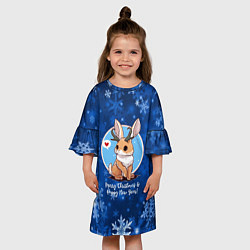 Платье клеш для девочки Кролик - символ нового года, цвет: 3D-принт — фото 2