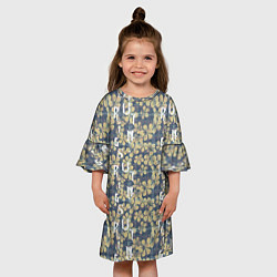 Платье клеш для девочки Цветы и буквы гранж, цвет: 3D-принт — фото 2