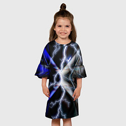 Платье клеш для девочки Молния в космосе, цвет: 3D-принт — фото 2