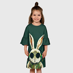 Платье клеш для девочки Заяц меломан, цвет: 3D-принт — фото 2
