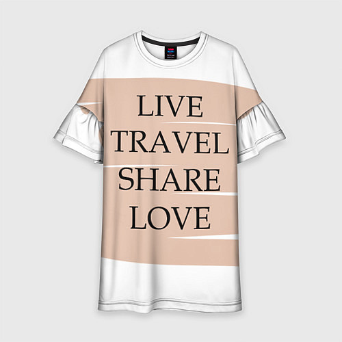 Детское платье Live travel share love / 3D-принт – фото 1