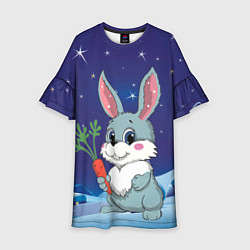 Платье клеш для девочки Кролик с морковкой, цвет: 3D-принт