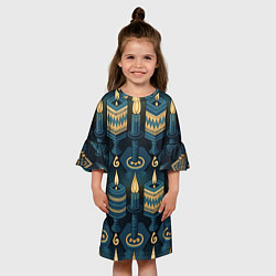 Платье клеш для девочки Ханука праздник огней, цвет: 3D-принт — фото 2