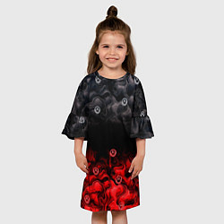 Платье клеш для девочки Генезис абстракция и смайлы, цвет: 3D-принт — фото 2