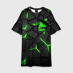 Платье клеш для девочки Razer green neon, цвет: 3D-принт