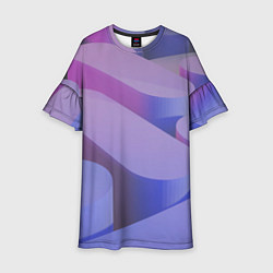 Платье клеш для девочки Абстрактные фиолетовые прямоугольники со скругленн, цвет: 3D-принт
