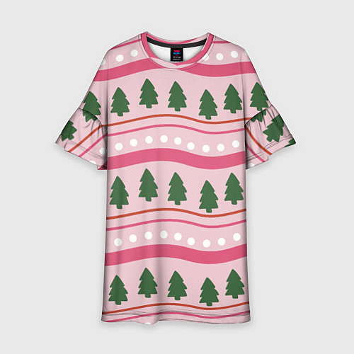 Детское платье Новогодний свитер: розовый / 3D-принт – фото 1