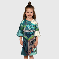 Платье клеш для девочки Блоки Майнкрафт, цвет: 3D-принт — фото 2