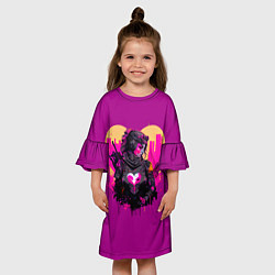 Платье клеш для девочки Девушка на фоне сердца, неоновый стиль, цвет: 3D-принт — фото 2