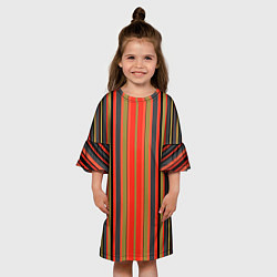 Платье клеш для девочки Вертикальные полосы в оранжево-коричневых тонах, цвет: 3D-принт — фото 2