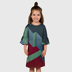 Платье клеш для девочки Геометрическое наложение кубов и фигур, цвет: 3D-принт — фото 2