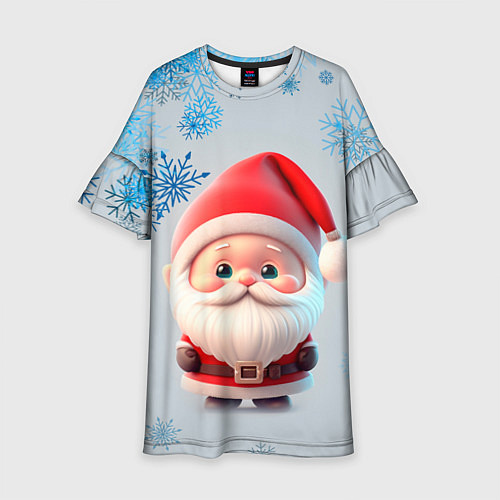 Детское платье Дед мороз и много снежинок / 3D-принт – фото 1