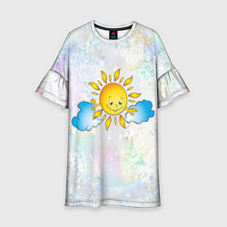 Платье клеш для девочки Зимнее солнышко радуется, цвет: 3D-принт