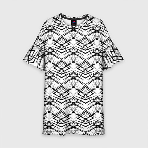 Детское платье Черно белый геометрический узор / 3D-принт – фото 1