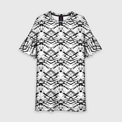 Платье клеш для девочки Черно белый геометрический узор, цвет: 3D-принт
