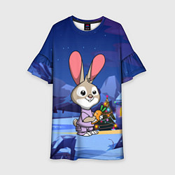 Платье клеш для девочки Заяц и морковь, цвет: 3D-принт