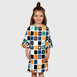 Платье клеш для девочки Разноцветный геометрический узор Мозаика, цвет: 3D-принт — фото 2