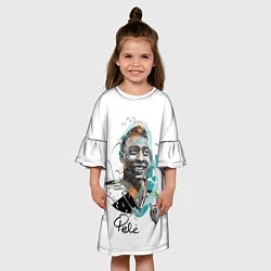 Платье клеш для девочки Пеле бразильский футболист, цвет: 3D-принт — фото 2