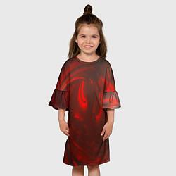 Платье клеш для девочки Темно красные волны, цвет: 3D-принт — фото 2