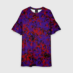 Платье клеш для девочки Синие и красные пятна, цвет: 3D-принт