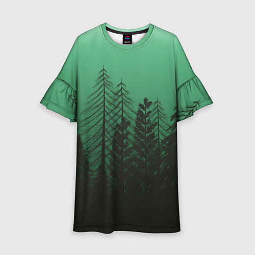 Детское платье Зелёный туманный лес / 3D-принт – фото 1