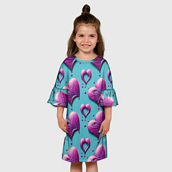Платье клеш для девочки Паттерн сердца и капли, цвет: 3D-принт — фото 2