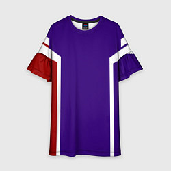 Детское платье Белые, красные, синие полосы