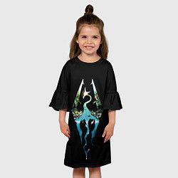 Платье клеш для девочки Логотип Скайрим, цвет: 3D-принт — фото 2