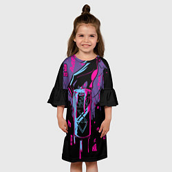 Платье клеш для девочки Neon moon tarot, цвет: 3D-принт — фото 2