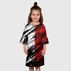 Платье клеш для девочки Белые и красные полосы, цвет: 3D-принт — фото 2