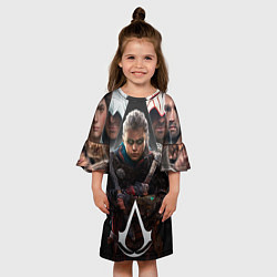 Платье клеш для девочки Assassins Creed Eivor, цвет: 3D-принт — фото 2