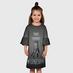 Платье клеш для девочки Вещь Уэнсдей Аддамс, градиент, цвет: 3D-принт — фото 2
