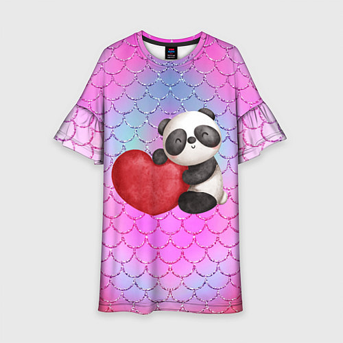 Детское платье Милая панда с сердечком / 3D-принт – фото 1