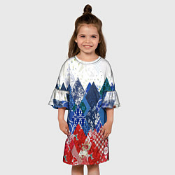 Платье клеш для девочки Флаг России в стиле пэчворк, цвет: 3D-принт — фото 2