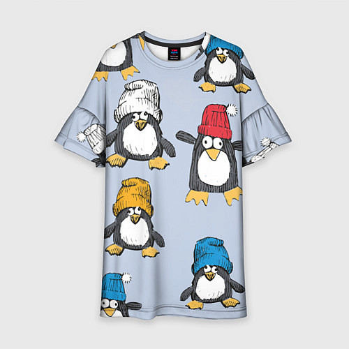 Детское платье Смешные пингвины / 3D-принт – фото 1