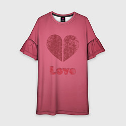 Платье клеш для девочки Сердце с любовью гранж, цвет: 3D-принт