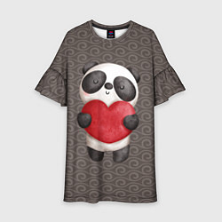 Платье клеш для девочки Панда с сердечком, цвет: 3D-принт
