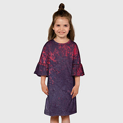 Платье клеш для девочки Наскальная чёрная текстура с красными брызгами, цвет: 3D-принт — фото 2