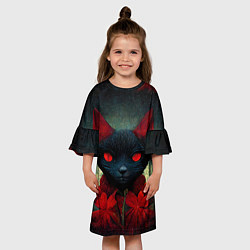 Платье клеш для девочки Dark cat, цвет: 3D-принт — фото 2